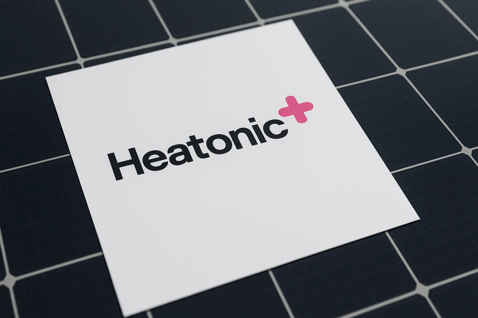 Heatonic+ Logo auf Solarmodul – Ihr Komplettschutz für Solaranlagen und Wärmepumpen